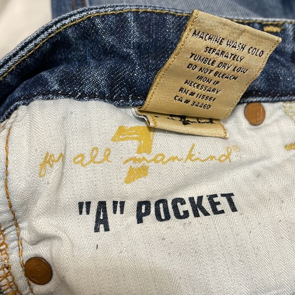7 For All Mankind “A” Pocket Flare Leg Jeans U130J055U-055U 27” - Picture 6 of 9